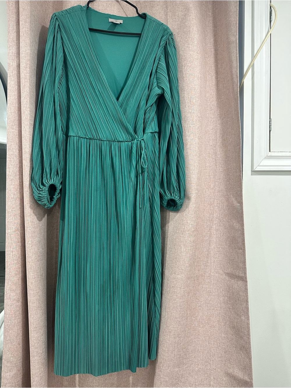 H&M Pleated Maxi Dress – Teal – Flowy & Elegant – Size XL